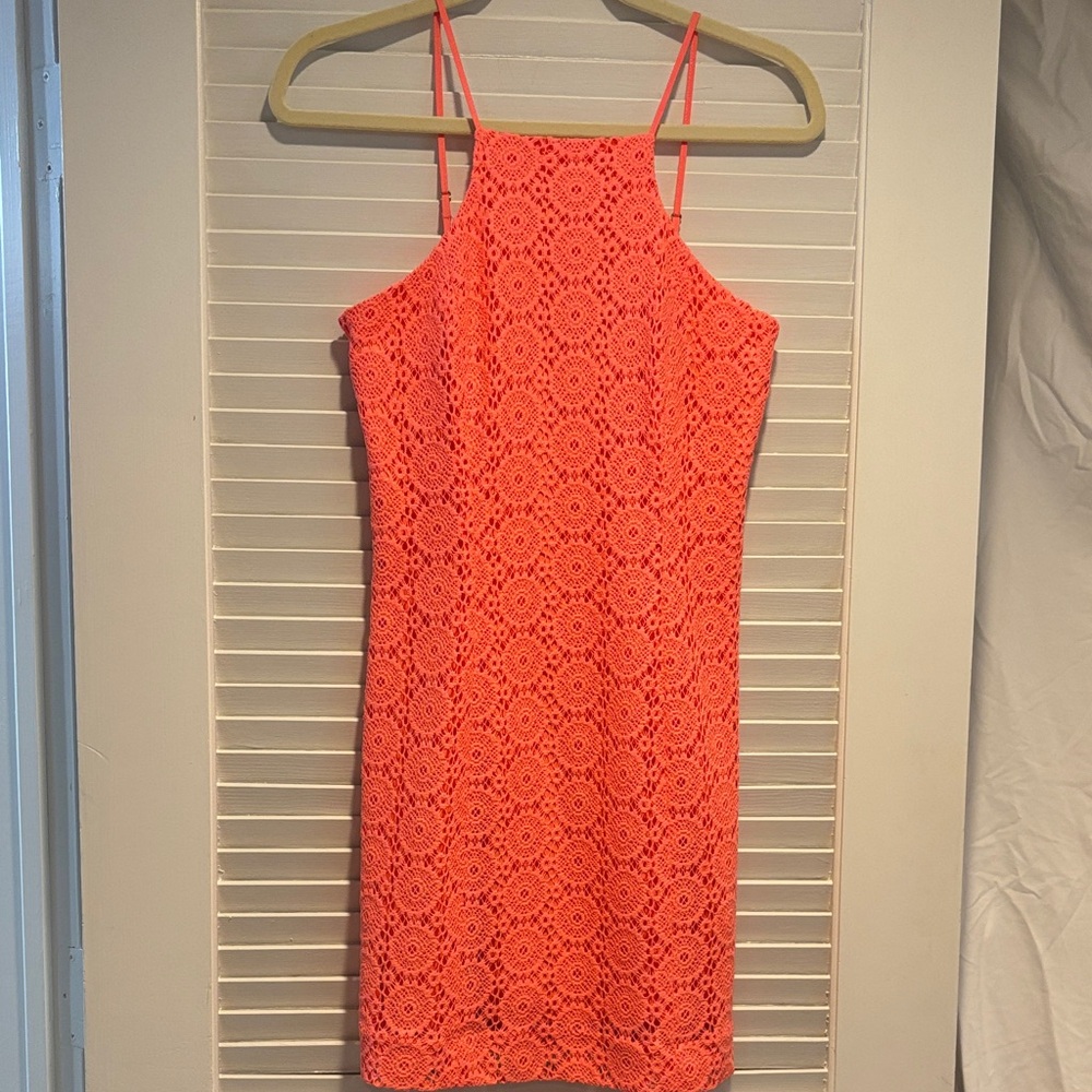 Lilly Pulitzer size Small Lace Halter Slip Dress - Coral Pink